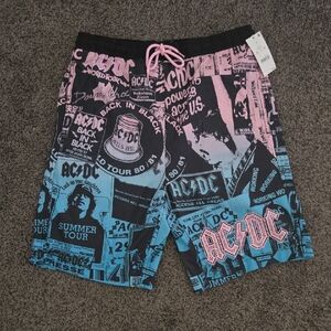 AC/DC Men's Athletic Shorts - Black, Blue, and Pink